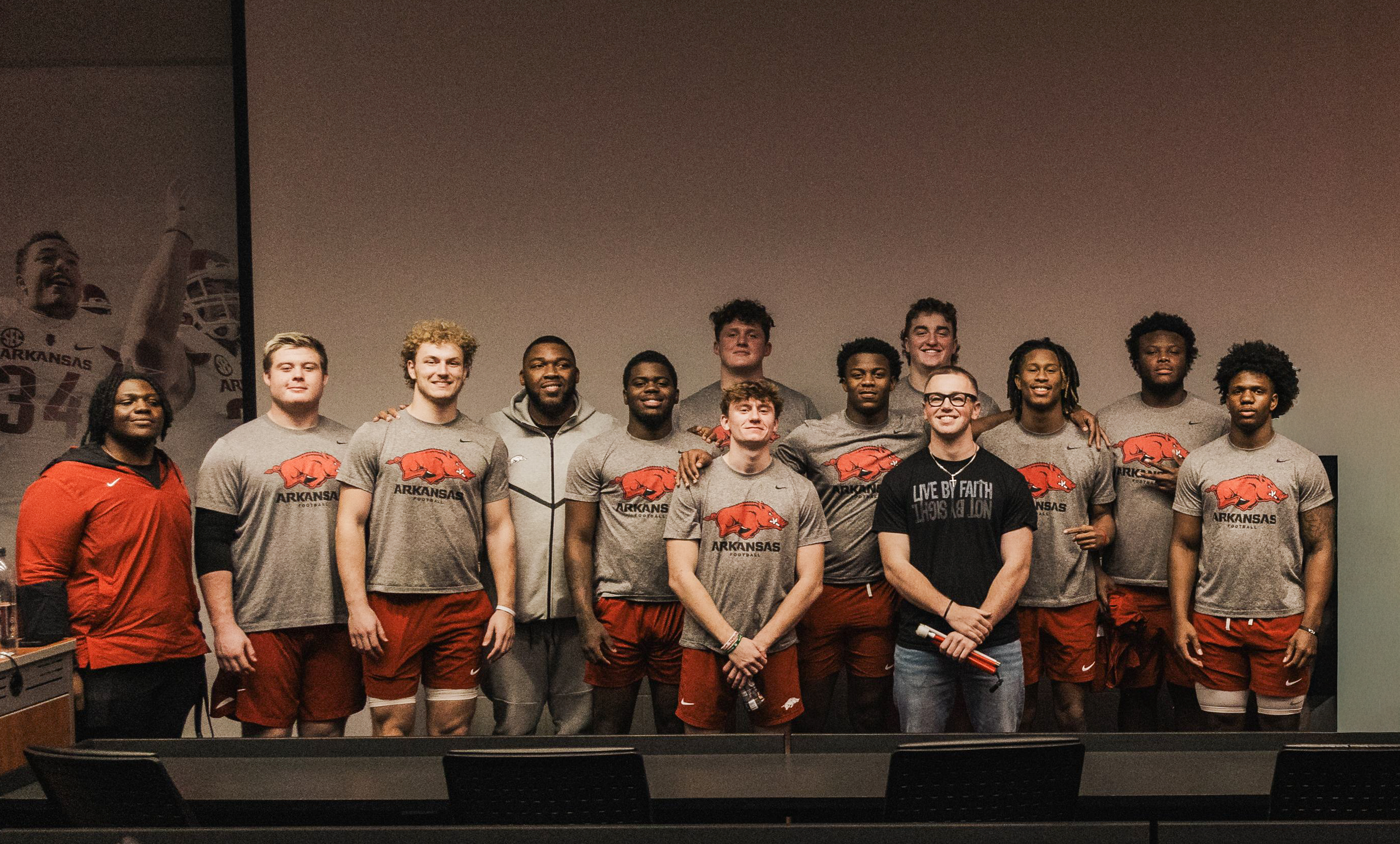 Will Lambley with the Arkansas Razorbacks team